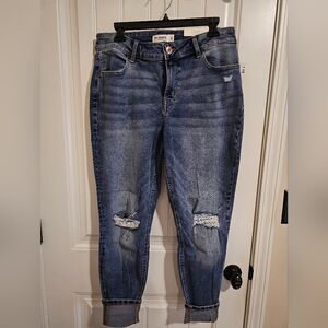 Maurices Blue Boyfriend Jeans Distressed Style